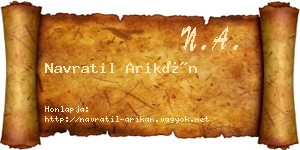 Navratil Arikán névjegykártya